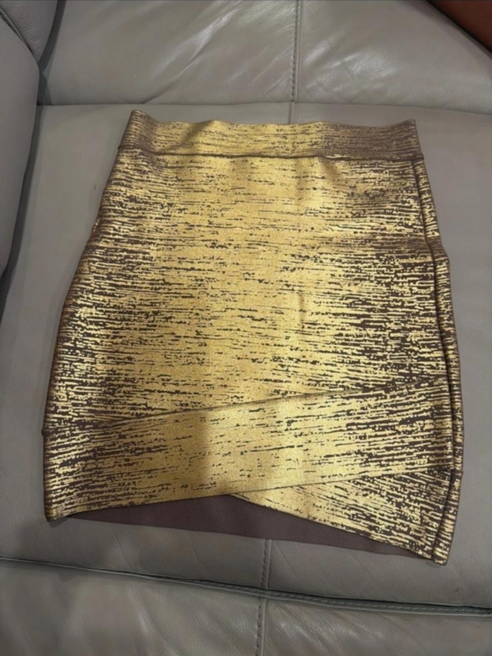 BCBGMaxAzria Metallic Gold Mini Skirt